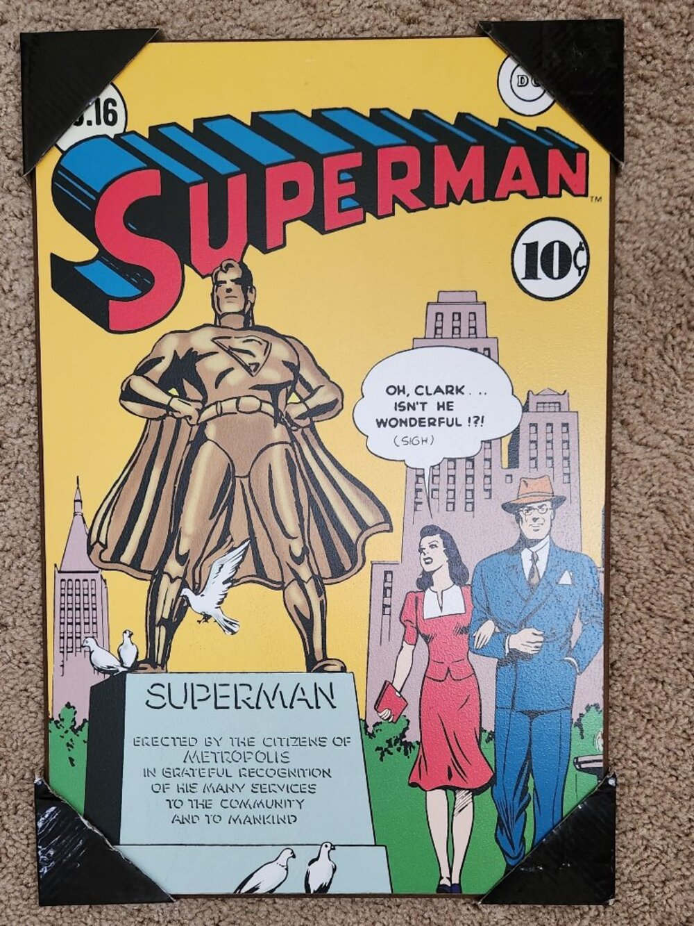 DC Comics Superman Clark Kent Lois Lane Wood Wall Art Print Poster Home Decor